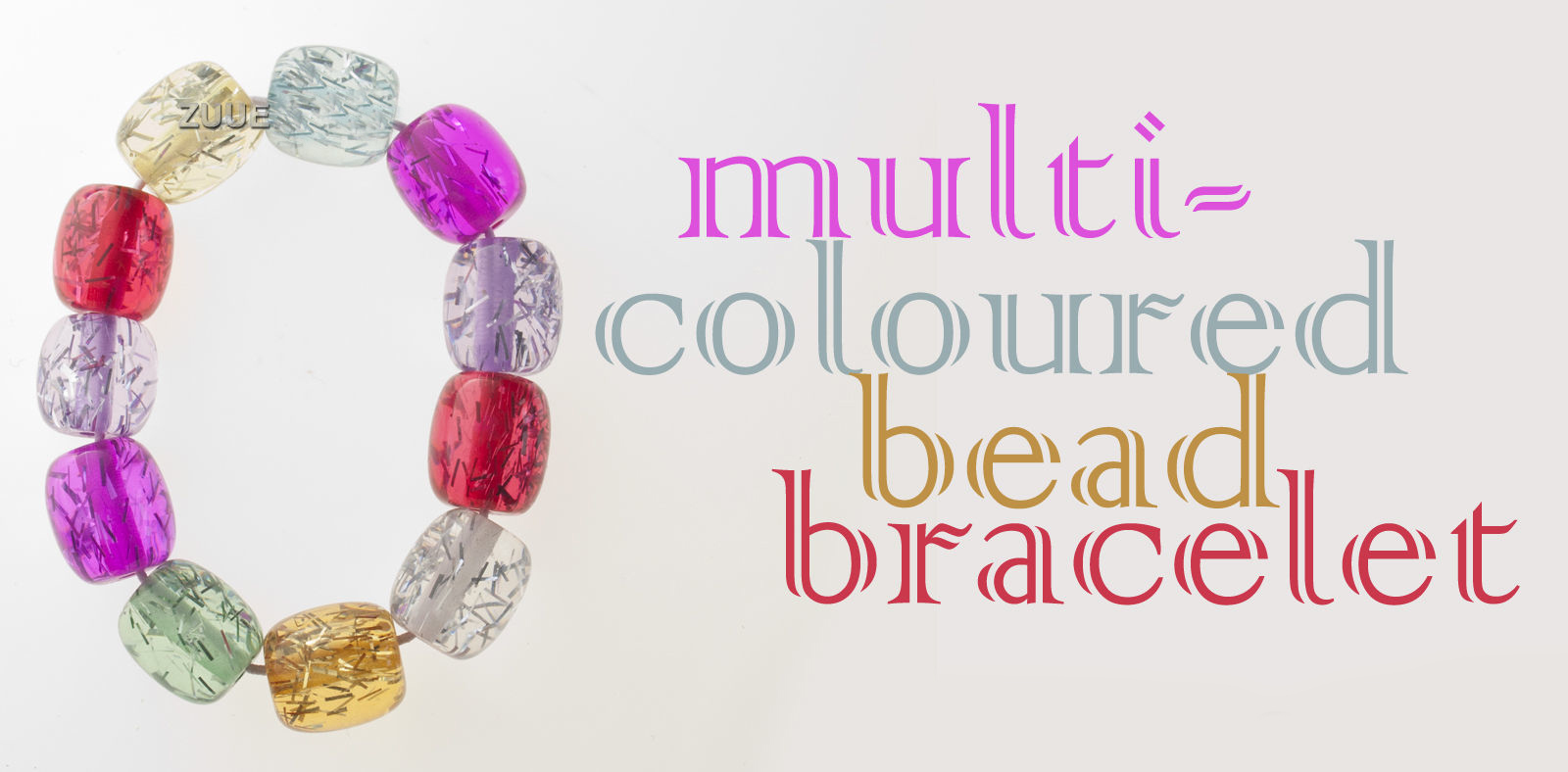 Colorful Elastic Stretch Bead Bracelet in Purple Pink Red Yellow Green Blue Clear