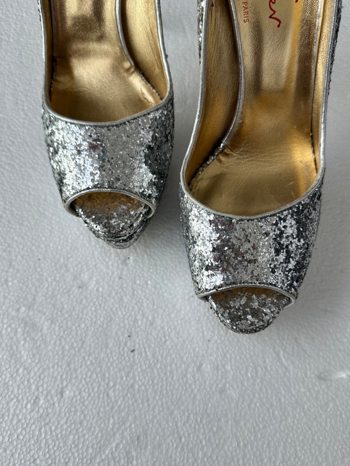 Walter Steiger Glitter Platform Silver Pumps Size… - image 11