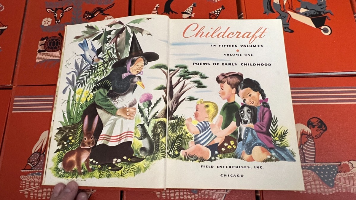 CHILDCRAFT Encyclopedia Complete Set 15 Books Orange 1954 Field