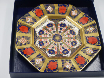 NEU VERPACKT ROYAL CROWN DERBY ALTE IMARI SGB MASSIV GOLD BAND ACHTECKIGE PLATTE 9''