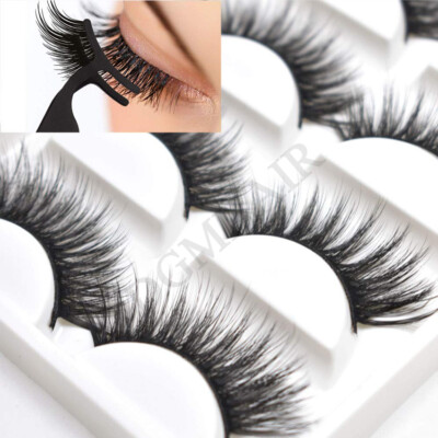 5 Pairs 3D Wispy Cross Mink False Eyelashes Black Long Hair Eye Lashes Natural