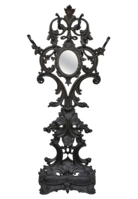 19th Century Cast Iron Hall Tree French Rococo Style Victorian Coat  Rack