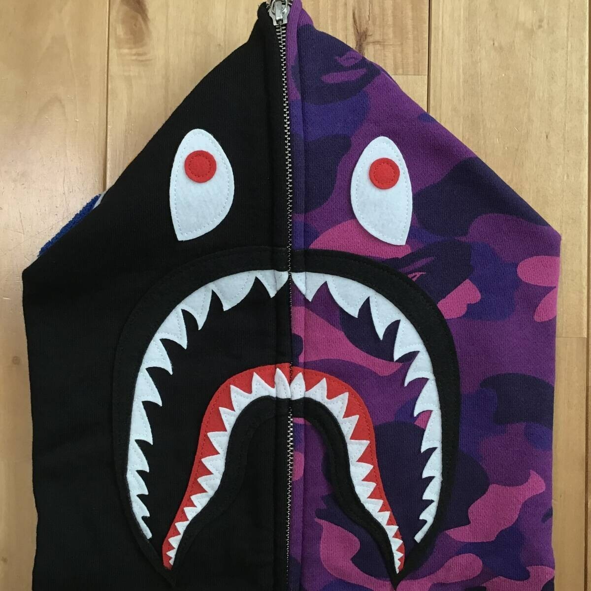 BAPE Black x purple camo shark full zip hoodie A Bathing Ape Size