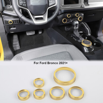 Headlight/Air Condition/Audio/4WD Switch Knob Trim For Ford For Bronco 21+ Gold