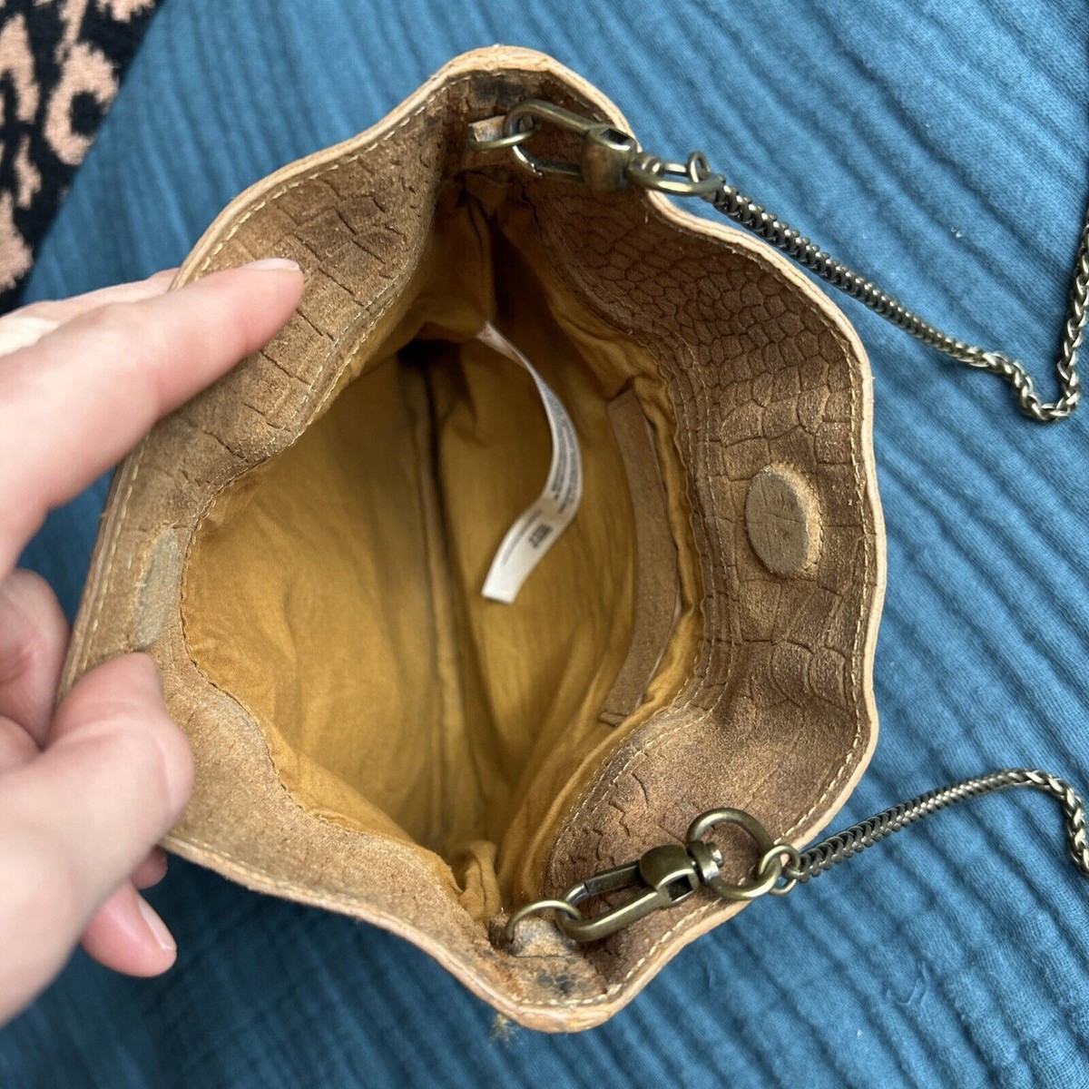 Free People Brown Nicolette Leather Cow Suede Chain Crossbody Bag Hippie  Cowgirl