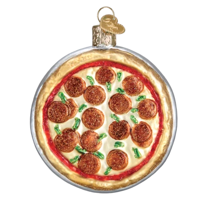 Old World Christmas PIZZA PIE (32350) Glass Ornament w/ OWC Box