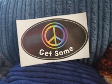 Bumper Sticker Rainbow Color Peace Sign Get Some Handmade Limited Edition
