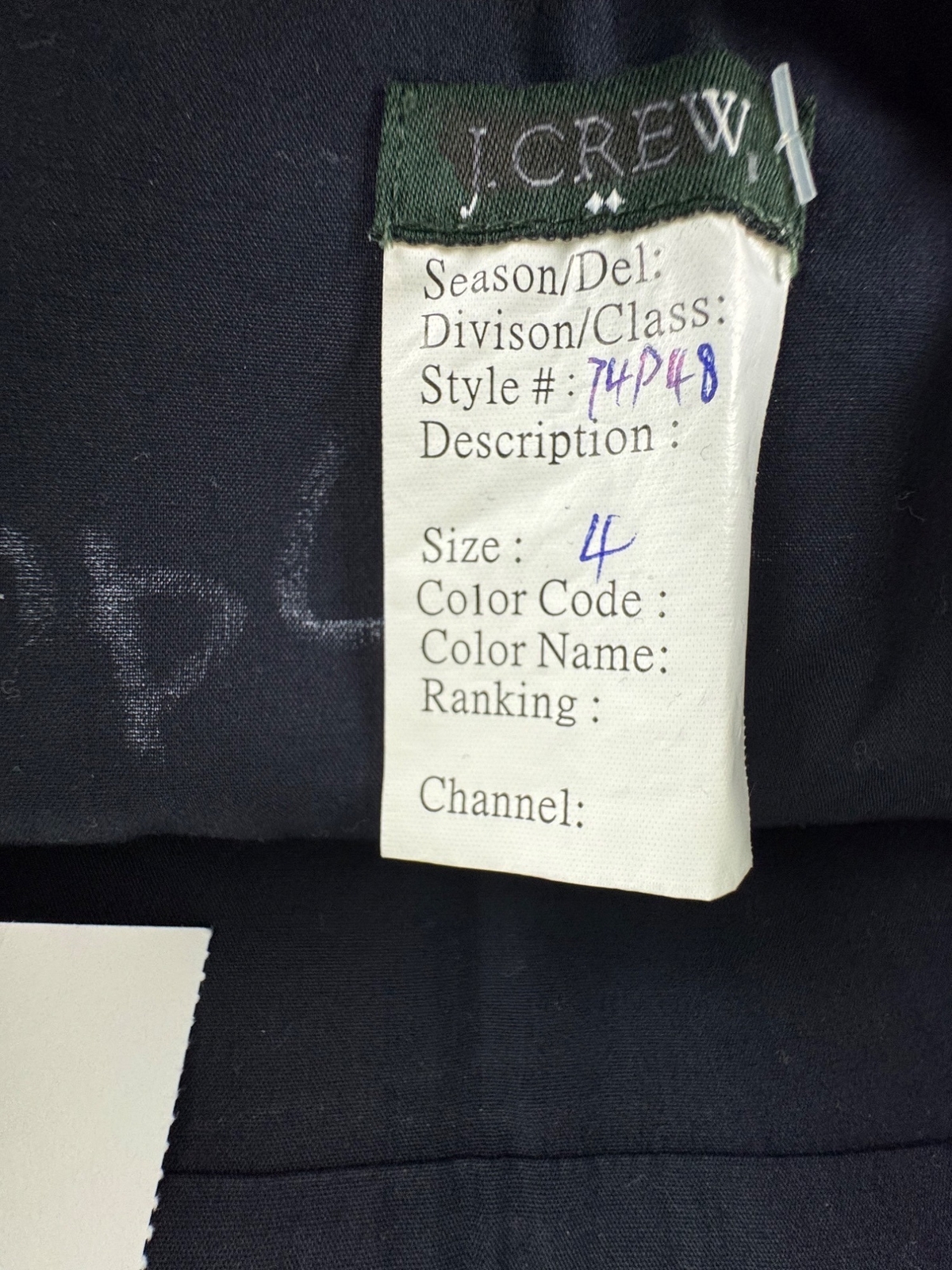 J. Crew Womens Navy Strapless Top NWT Sample Piece Size 4 Cotton Blend