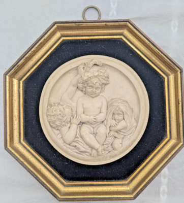 Vtg Sungott Art Studio    Calmady Children  Marble Relief Art   1840s Style