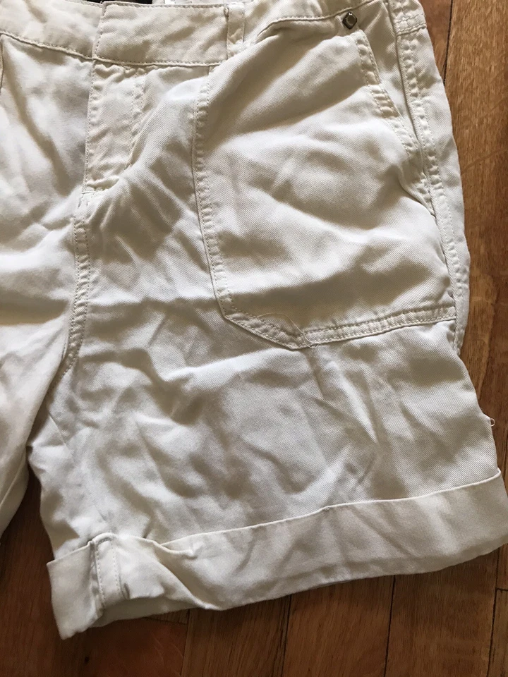 IVANKA TRUMP 短裤 6 码米色口袋人造丝远足海滩女式舒适 — 第 3/4 张图片