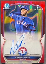 2023 1ST BOWMAN CHROME RED REFRACTOR AUTO ANDRES MESA RANGERS SERIAL #ED 4/5