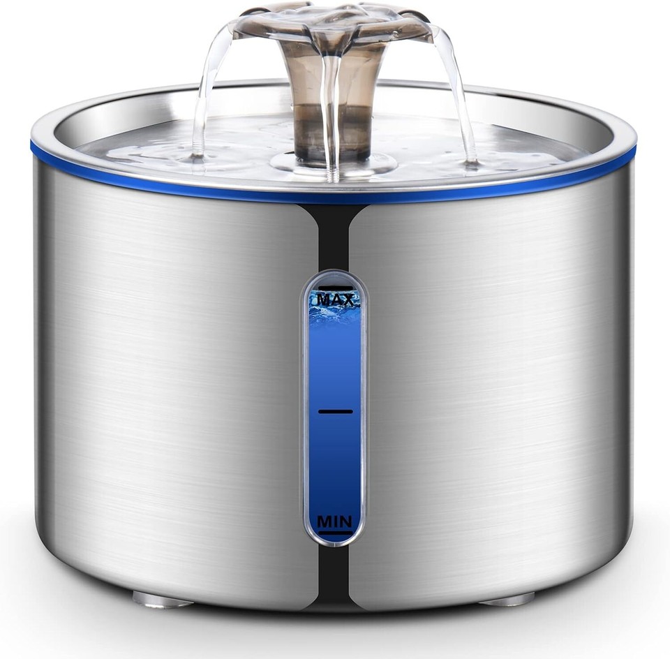 Stainless Steel Cat Water Fountain 84oz Automatic Dispenser for