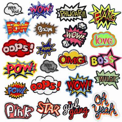 22pcs Pow Bam Wow Letter/Alphabet Sewing on/Iron on Embroidered Patches Applique