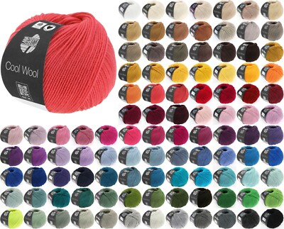 50g Lana Grossa Cool Wool uni & mélange - Merinowolle Garn Stricken (119,00 /kg)