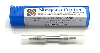 Niagara Cutter 1/16'' Carbide Double End Mill 4 Flute TiAlN Coating 1/8'' Shank