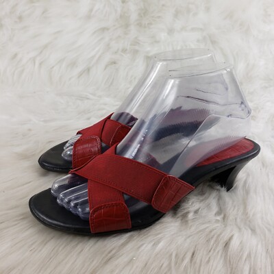 PREDICTIONS Red Slide On Sandals Heels Womens Size US 6.5 EUR 38