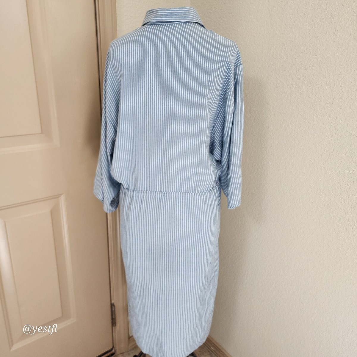 ★送料・関税込★I AM MARI★Bara striped shirt dress★ IRO Markala blue Striped Shirt dress 36 | eBay