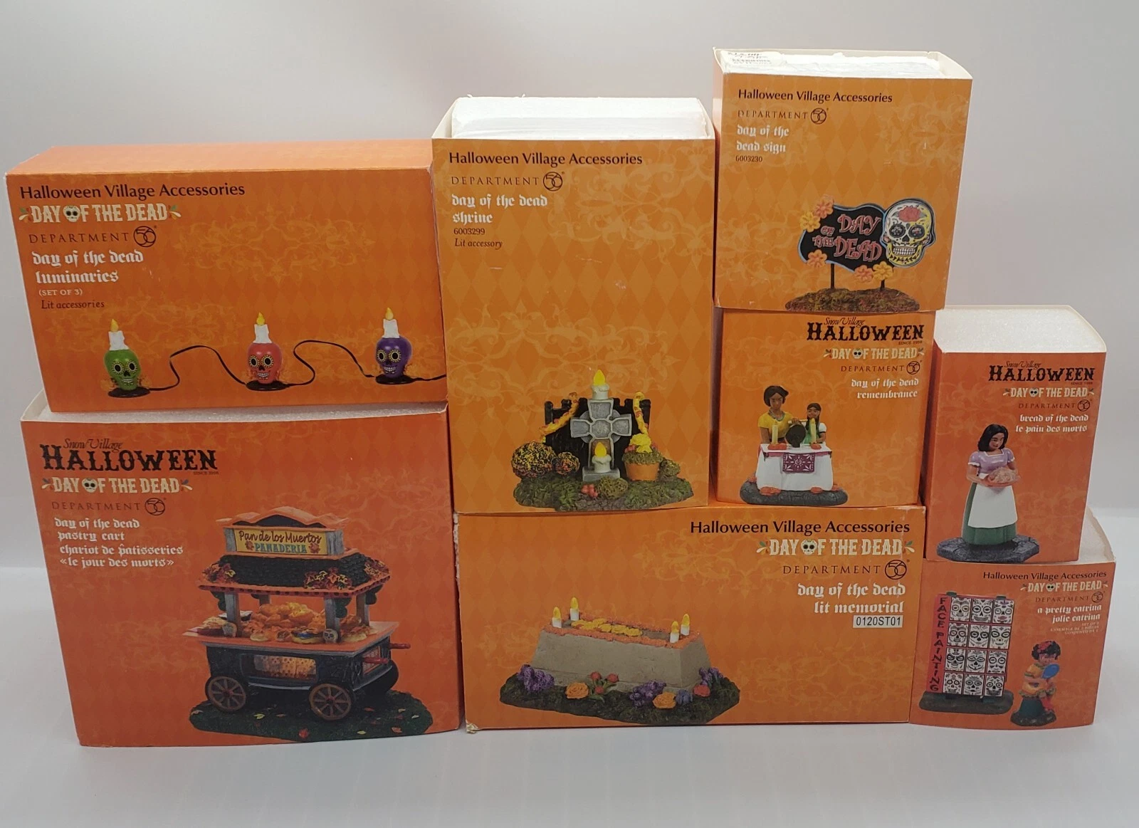 Dept 56 Halloween Village DAY OF THE DEAD Lot Of 8 Department 56 Mexico Latin