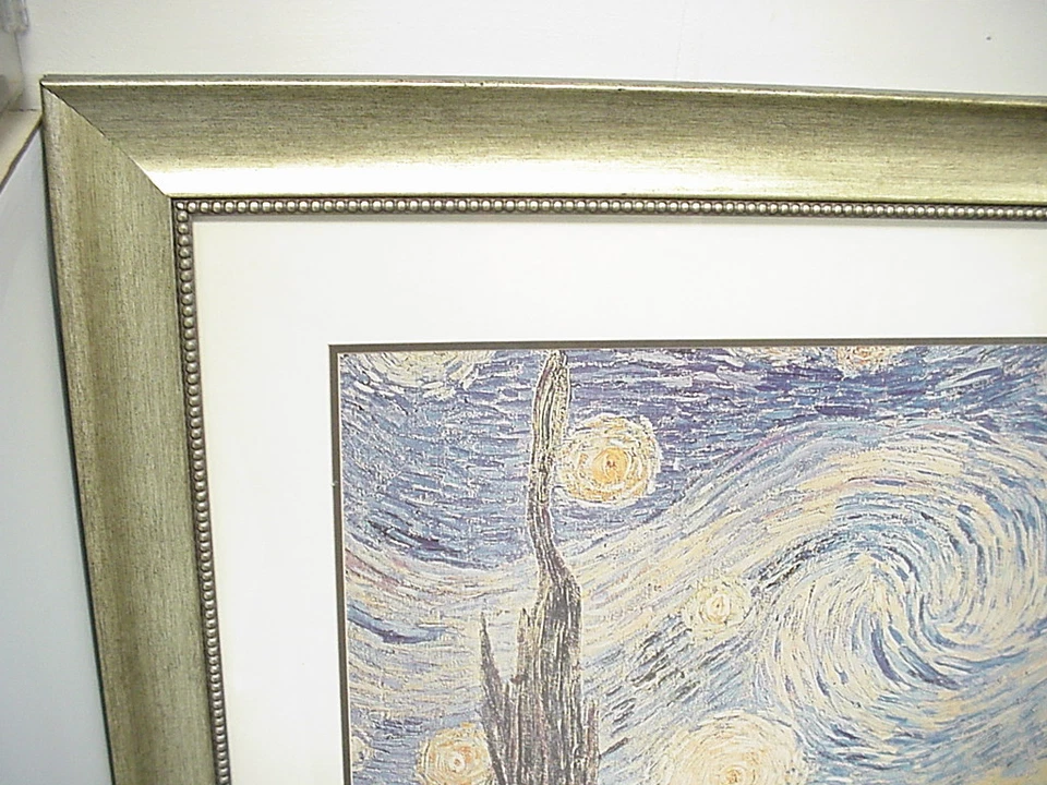Impresión enmarcada Noche estrellada por Vincent Van Gogh decoración arte reproducción 35"x25" Foto 2 de 4