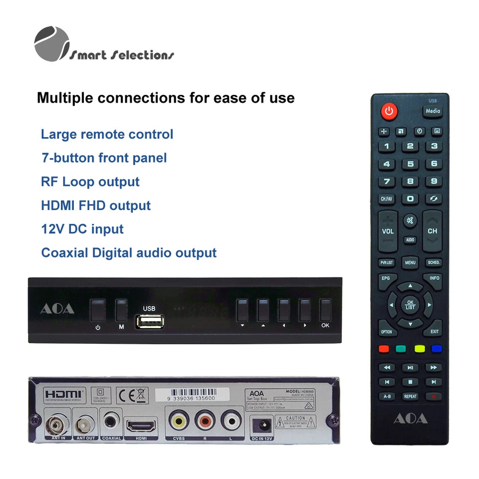 AOA HDB860 FHD DVB-T2 H.265 PVR  Media Play Set Top Box for NEW AU DTV STANDARD - image 3 of 4