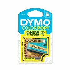 DYMO COLORPOP 1/2" Black Print on Gold Glitter Tape