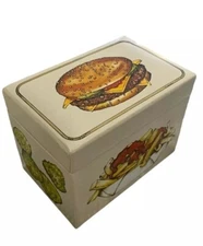 Vintage Stylecraft Recipe Box Cheeseburger Fries Pickles 1980 Rare Kitchen Decor