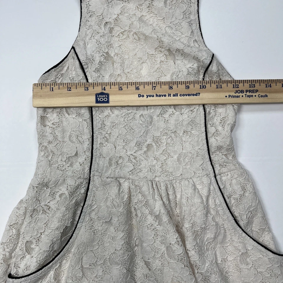 Fire Los Angeles A-Line Lace Dress Womens Size Small White Floral Sleeveless - Image 4 of 4