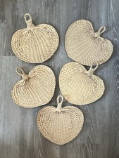 Vintage Raffia Bamboo Fans
