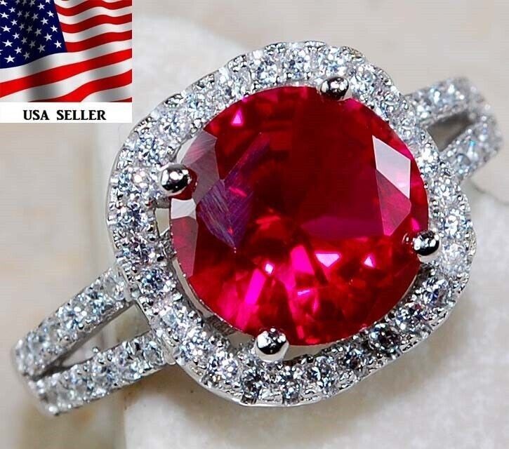 3CT Heat Treated Rubellite Tourmaline 925 Solid Sterling Silver Ring Sz 6