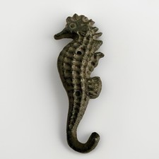 Seahorse Wall Hook Hanger Cast Iron Patina Home Decor Coastal 6  Tall