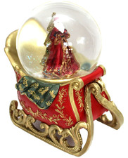 Glitterdome Roman Snow Globe Here Comes Santa Claus On Sleigh Musical NEW In Box
