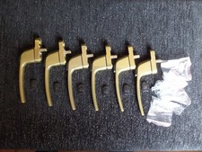 6 x  uPVC UNIVERSAL  Double Glazing GOLD Window Handles inc screws & covers