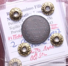 NL* VEIII 2 CENTESIMI VALORE 1907 MOLTO RARO R2 BB/SPL Perizia Filisina Massimo