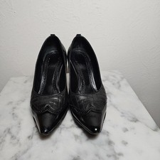 Vintage Bally Pair Of Black Leather Pump Heels Size 8 Us Size 38.5 EU