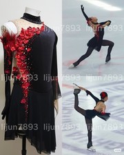 Ice skating dress Competition Figure Skating Twirling Costume black