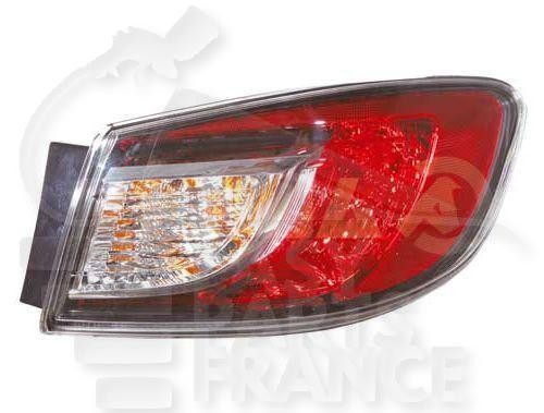 Feu arrière-droit extérieur Mazda 3 4 portes 2009-2011 bloc optique rouge et blanc