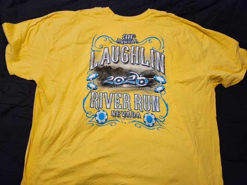 5x Yellow short sleeve 38th Annual 2020 LAUGHLIN River Run (NEVADA) Bike Shirt
