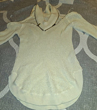 G by GUESS Ivory Solid Knit Cowl Neck Pullover Sweater Women's Size S