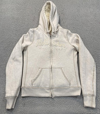 Hollister Hoodie Womens Large White Sherpa Lined Full Zip Cali 1922 Logo