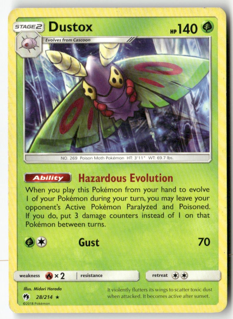 Dustox 28/214 Rare Lost Thunder Pokemon Heavily Played