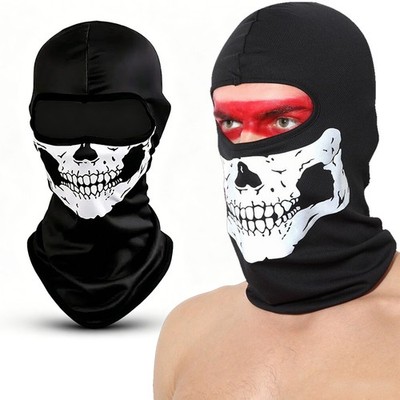 Unisex Ghost Skeleton Skull Balaclava Full Face Mask Halloween Cosplay Neck Hood