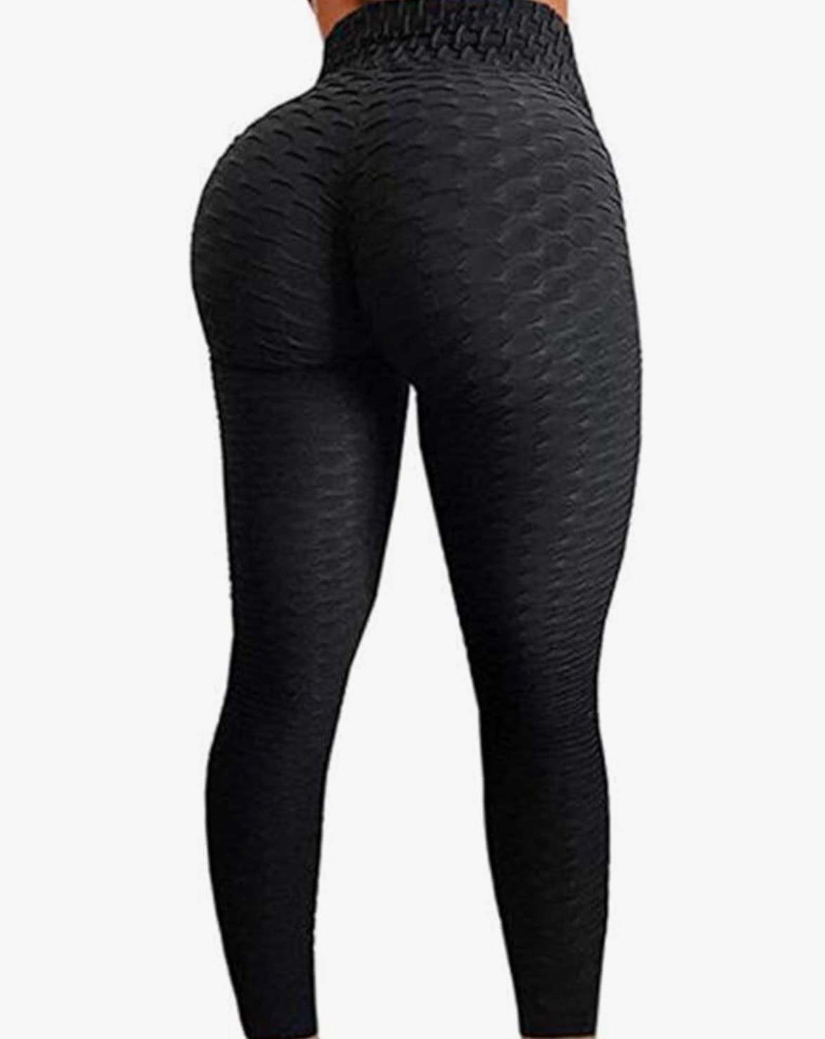 FITTOO Womens High Waist Textured Workout Leggings Booty Scrunch Yoga Size Large