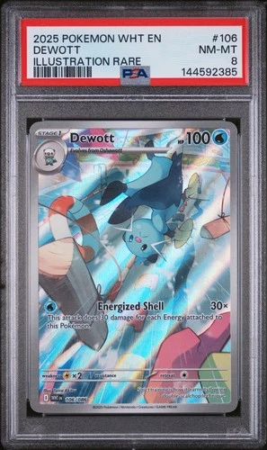2025 POKEMON WHT EN-WHITE FLARE ILLUSTRATION RARE #106 DEWOTT PSA 8