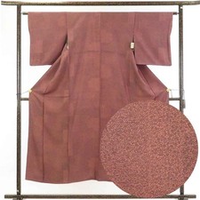 Clearance Recycled Silk Komon Kimono (Edo Komon) M, Brown Rose