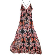 Free People Rising Sun Maxi Dress Women's 6 Warm Embroidered Floral Strappy Boho