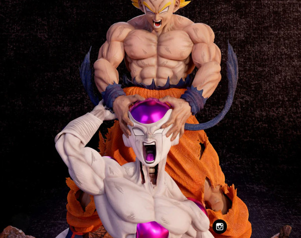  Goku Super Saiyan vs Frieza, diorama resina, pintada a mano,escala 1/6, unica