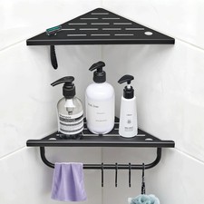 Corner Shower Shelf, 10'' Shower Corner Shelf with Towel Bar Hooks, 304