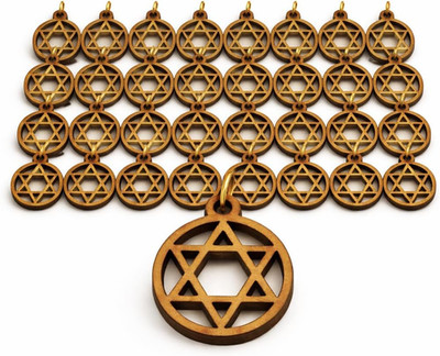 Very Small Set of 50 Olive Wood Star of David Charms 0.8'' - Jewish Symbol Bulk G
