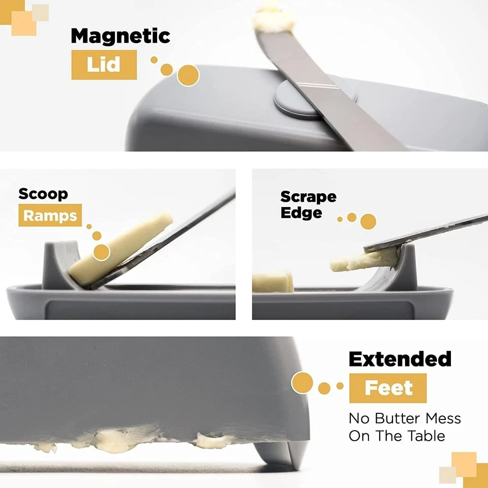 Тарелка с белым маслом Timeless с магнитной крышкой и легким черпаком - подходит для посудомоечной машины - Изображение 4 из 4