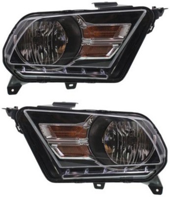 For 10-14 Mustang Base/Shelby GT500 Halogen Headlight Headlamp w/Bulb SET PAIR